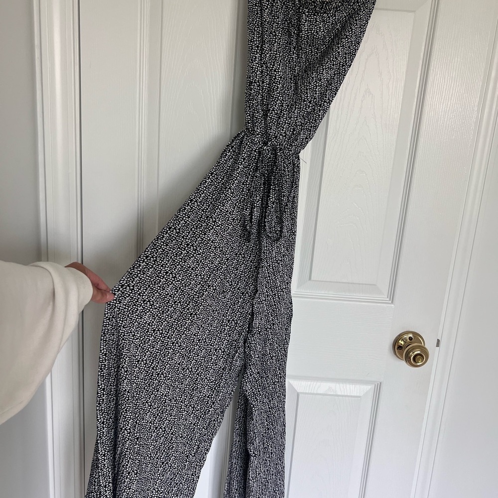 Express Black and White Jumpsuit with Tie Waist